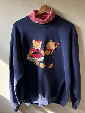 Gopher Sport Vintage Navy Bear Graphic Crewneck Sweater